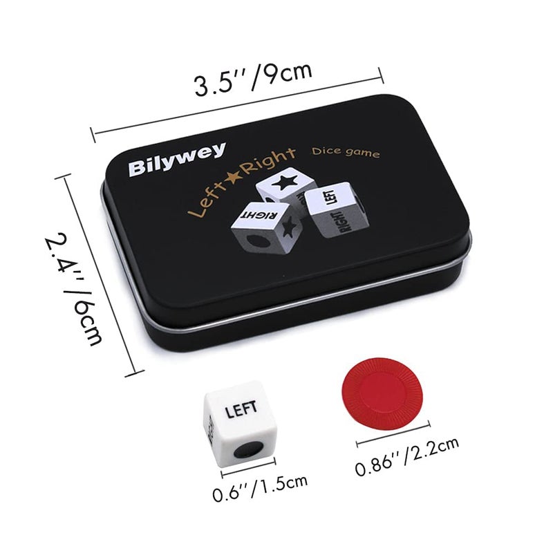 Bilywey Left Right Center Dice Game Set with 3 Dices + 36 Red Chips (Red) - Image 5